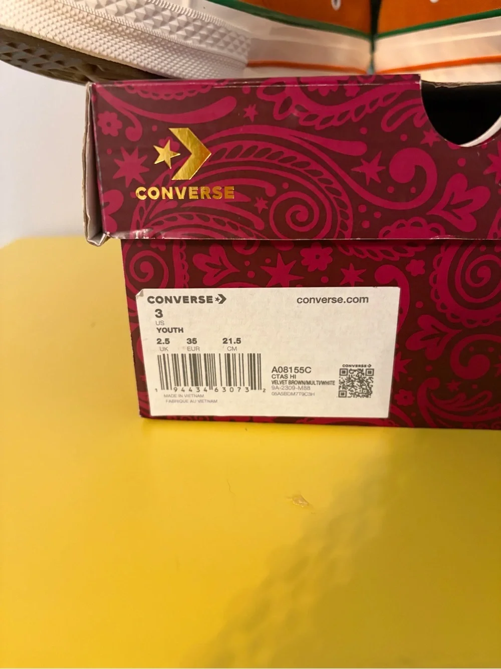 Converse Pink Patterned Shoe Box with Gold Logo